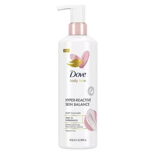 Dove Body Love Hyper Reactive Skin Balance Women Body Wash, pH Balance, 17.5FLoz